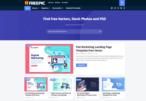Freepic Blogger Template v1.1 – Vectors, Stock Photos and PSD Theme
