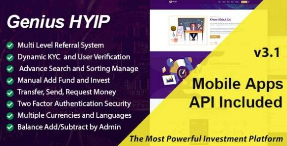 Genius HYIP v3.1 Nulled – All in One Investment Platform Script