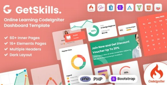 GetSkills v1.0 – Online Learning Codeigniter Admin Dashboard Template
