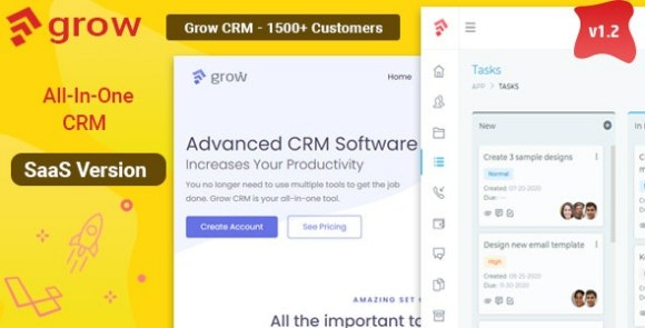Grow CRM SaaS v1.2 – Laravel Project Management – Multitenancy Script