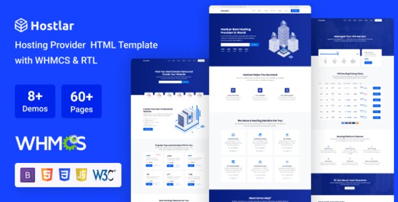Hostlar v10.10.0 – Domain Hosting Provider HTML Template with WHMCS and RTL