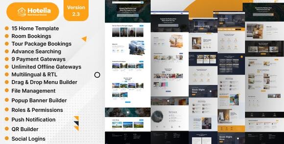 Hotelia v2.3 – Hotel Booking / Resort Booking Management Website PHP Script