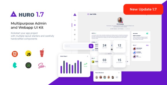 Huro v1.7 – Multipurpose Admin and Webapp UI Kit Template Free