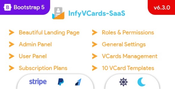 InfyVCards-SaaS v13.3.2 – Multi User Digital Business Card Builder SaaS – VCards PHP Script