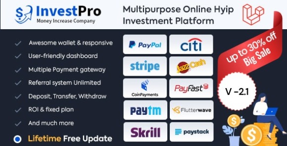 InvestPro v4.0.1 – HYIP & ICO Online Investment Wallet & Banking Platform PHP Script