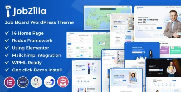 JobZilla v1.6 – Job Board WordPress Theme Free