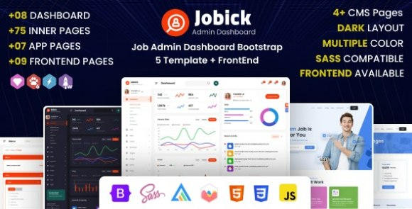 Jobick v3.0 – Job Admin Dashboard Bootstrap 5 Template + FrontEnd Free