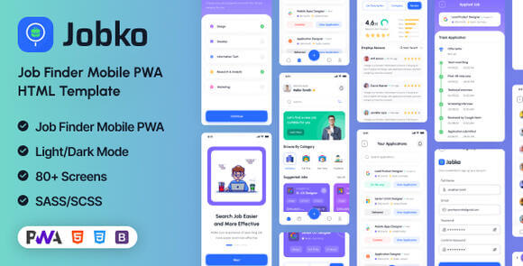 Jobko – Job Finder Mobile PWA HTML Template