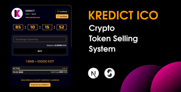 KREDICT v1.0 – ICO Crypto Token Selling System | Multi Currency | Multi Wallet Script