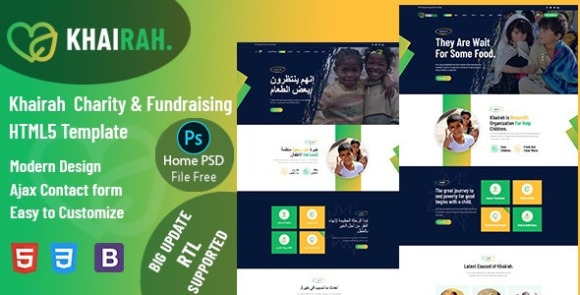 Khairah v1.0 – Charity Nonprofit React+HTML Template Free