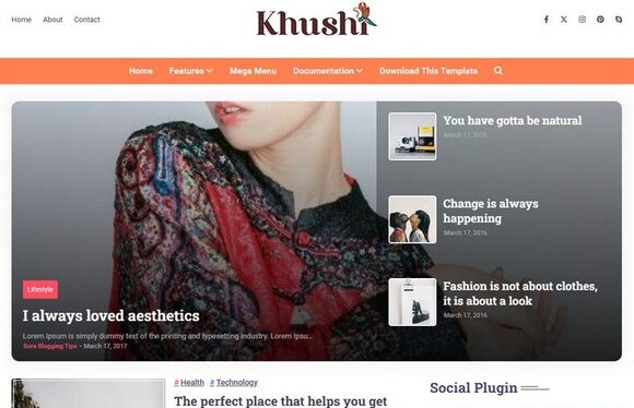 Khushi v1.0 – Personal Blog Blogger Template