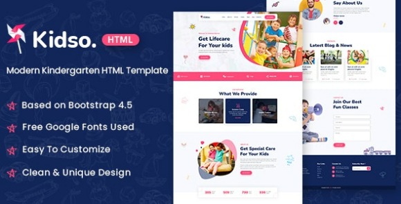 Kidso v1.0 – Modern Kindergarten HTML Template Free
