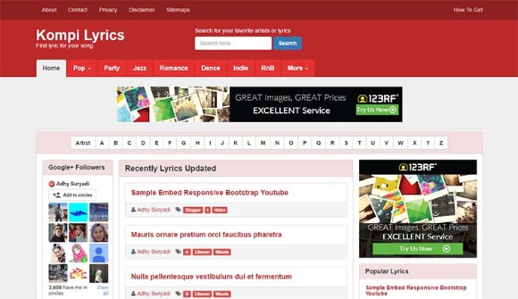 Kompi Lyrics (Premium) – Blogger Template for Lyrics Website