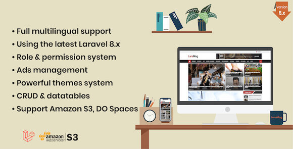 LaraMag v7.6.3 Nulled – Laravel News & Magazine Multilingual System Script
