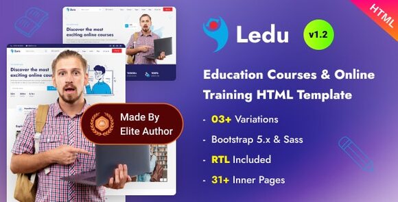 Ledu v1.2 – Education Courses & Online Training Bootstrap 5 Template
