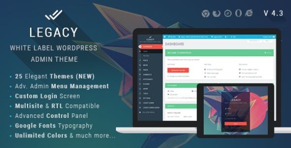Legacy v9.1 – White label WordPress Admin Theme – Dashboard Interface
