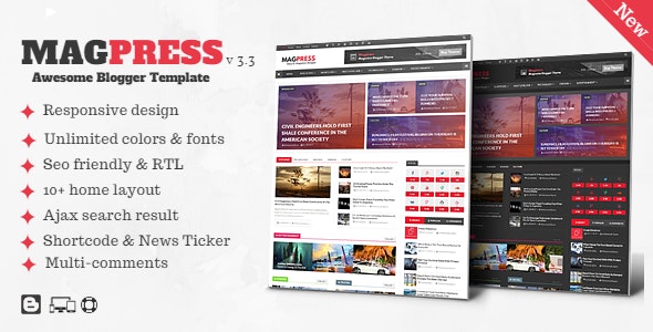 Magpress v3.3 – Magazine Responsive Blogger Template Free
