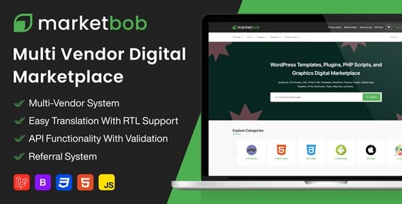 Marketbob v2.0 Nulled – Multi-Vendor Digital Marketplace PHP Script