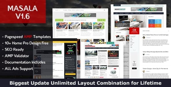 Masala v1.5 – Responsive New Blog, Magazine Blogger Template Free