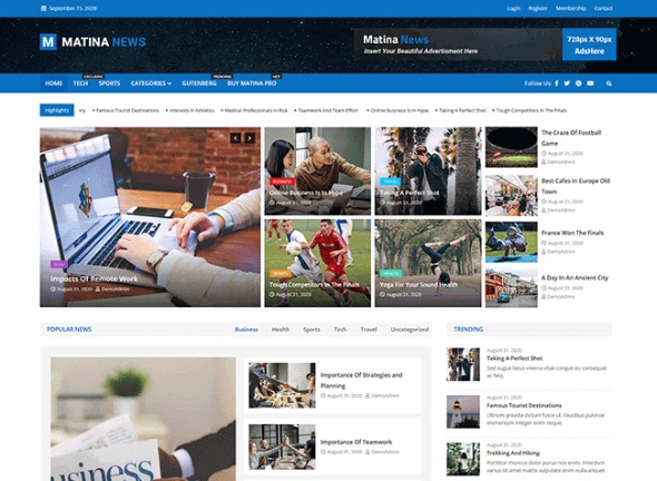 Matina News v1.0.4 – Creative WordPress Magazine Theme