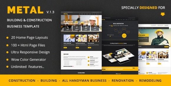 Metal v1.3.1 – Mobile Friendly Building & Construction Business Template Free