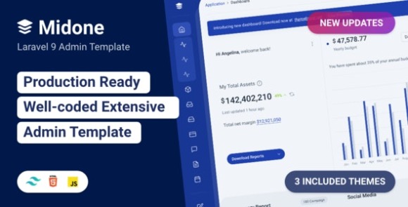 Midone v4.0.5 – Laravel 9 Admin Dashboard Template + HTML Version Free