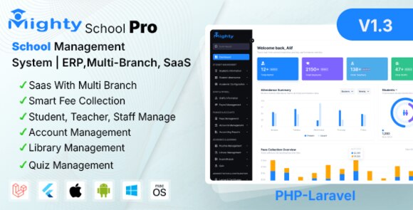 Mighty School Pro v1.3 – School Management System (ERP, Multi-Branch, SaaS) Script