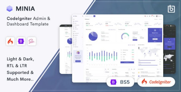 Minia v1.2 – CodeIgniter 4 Admin & Dashboard Template Free