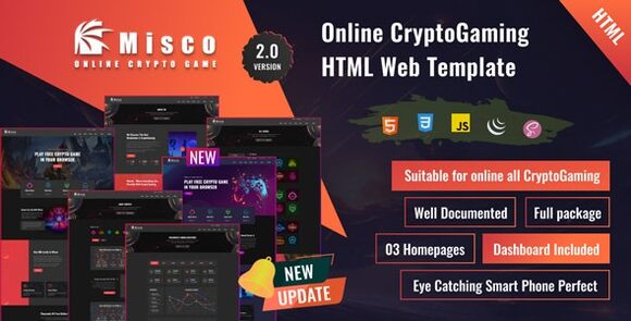 Miscoo v2.0 – Online CryptoGaming HTML Template