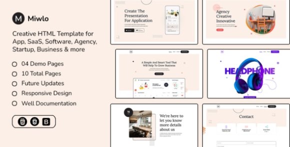 Miwlo v1.0 – Landing Page HTML Template Free