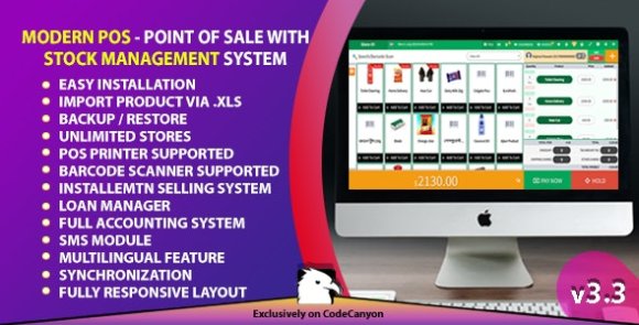 Modern POS v3.3 Nulled – Point of Sale with Stock Management System PHP Script