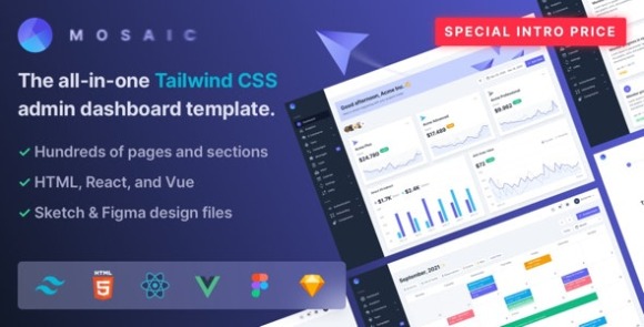 Mosaic v3.1 – Tailwind CSS Admin Dashboard Template Free