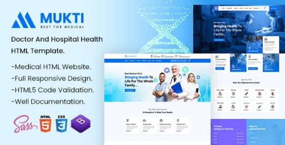 Mukti v1.0 – Hospital Health HTML Template Free