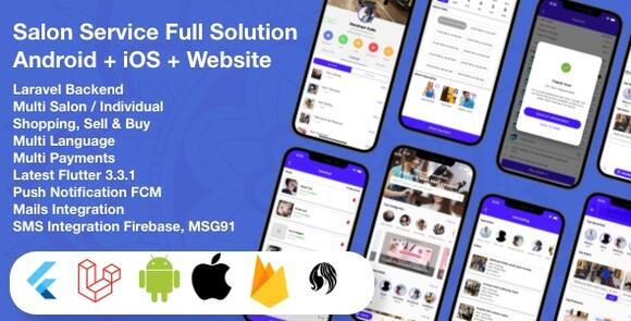 Multi Salon Service App v9.0 – Individual Appointments Booking System Full App Solution Flutter / Laravel / Angular Source