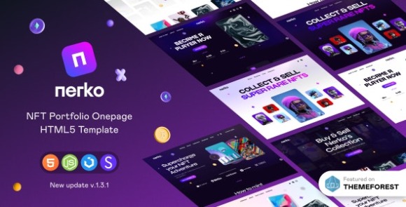 Nerko v1.3.1 – NFT Portfolio Onepage Template Free