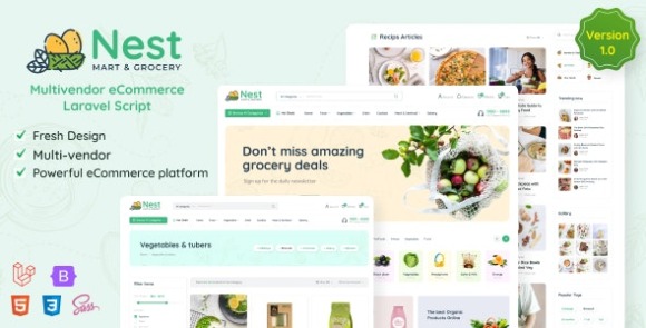 Nest v1.25.7 Nulled – Multivendor Organic & Grocery Laravel eCommerce Script