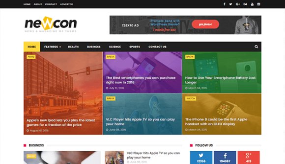 Newcon v1.0 – Responsive News/Magazine Blogger Template Free