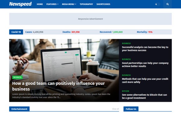 Newspeed v1.0 (Premium) – Professional News and Magazine Blogger Template Free