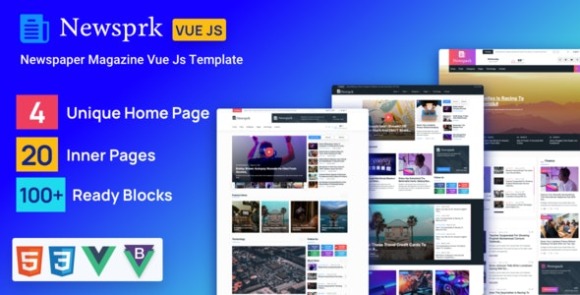 Newsprk v1.1 – Vue JS Newspaper Template Free
