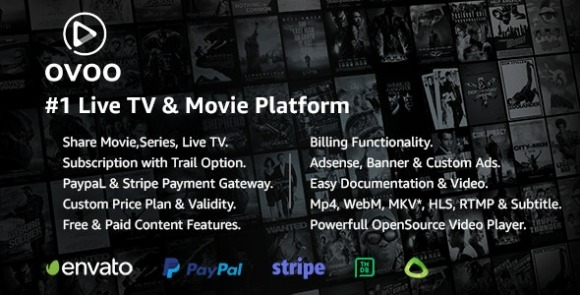 OVOO v3.3.1 – Live TV & Movie Portal CMS with Membership System Script