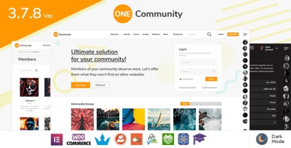 OneCommunity v3.7.8 – BuddyPress Membership Theme Free