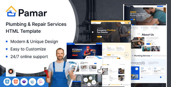 Pamar – Plumbing & Repair Service HTML Template