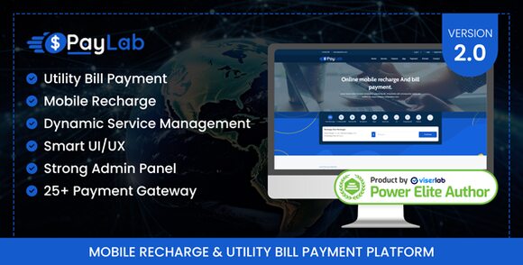 PayLab v2.0 Nulled – Mobile Recharge and Utility Bill Payment Platform PHP Script