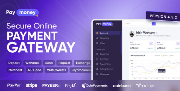 PayMoney v4.3.6 Nulled – Secure Online Payment Gateway Exchange & Wallet Script