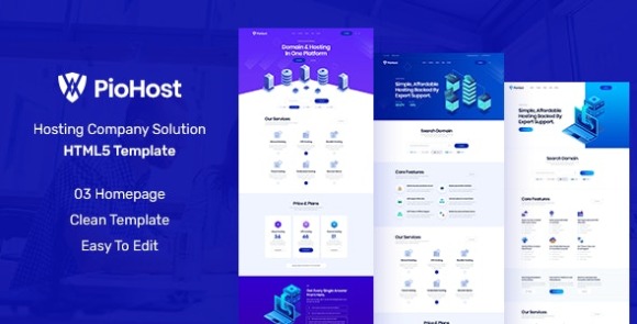 Piohost v1.0 – Domain and Web Hosting HTML5 Template Free