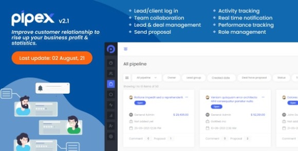 PipeX CRM v2.5 Nulled – By GainHQ Laravel PHP Script