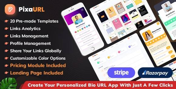 PixaURL v2.3 – Run Your Own SaaS Platform for Building Bio URL , Mini Sites, Digital Cards Script
