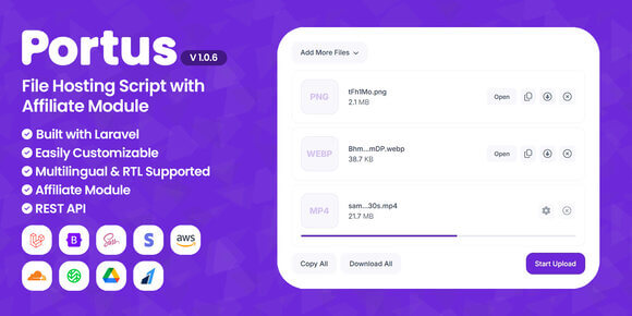 Portus v1.0.6 – Advanced File Hosting Script