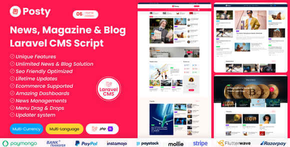 Posty v1.0 – News Management System Laravel CMS Script