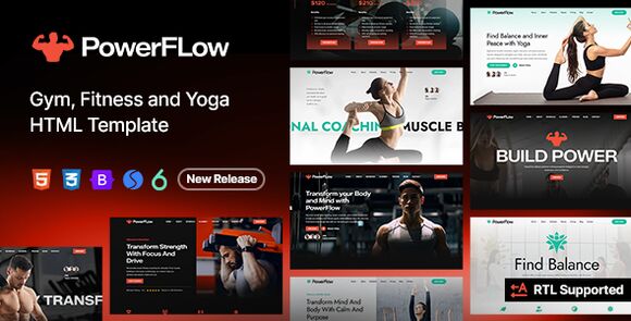 PowerFlow – Gym Fitness and Yoga HTML Template